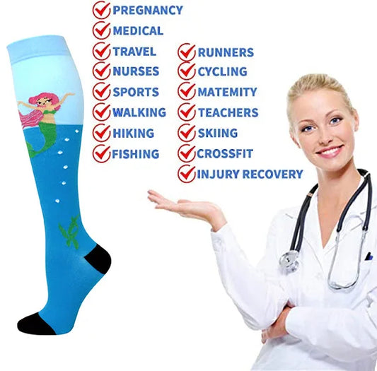 Running Compression Stockings Pressure Nursing Socks For Edema, Diabetes, Varicose Veins, Blood Circulation Sports Socks