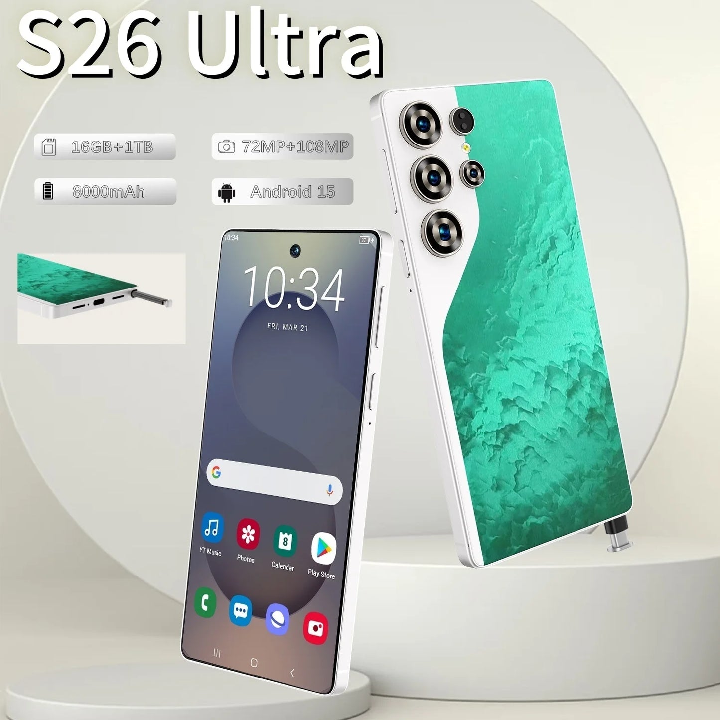 S26 Ultra 16GB+1TB 5G Android 15 Smartphone 7.3 Inch Dual Card Deca Core HD Resolution 100W Quick Unlocked Gaming Phone Spanish