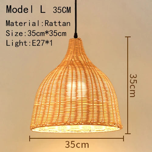 Bamboo Hand Knitted Wood Rattan Creative Hanging Lamp Light Fixture