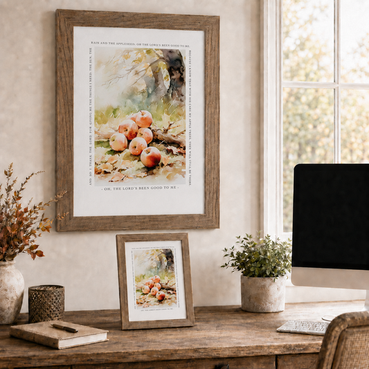 Oh The Lord's Been Good To Me Wall Art – Johnny Appleseed Prayer Autumn Apple Decor (SN396)