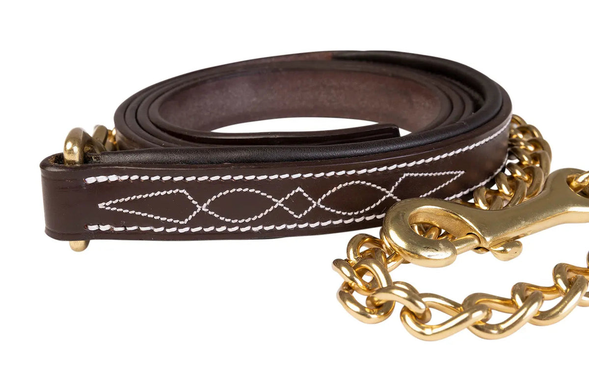 Huntley Equestrian Leather Lead with Brass Chain