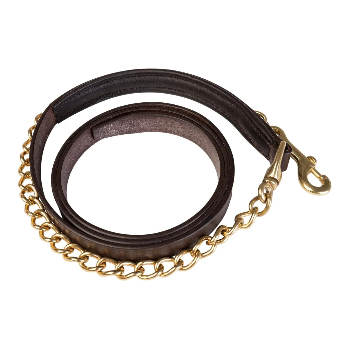 Huntley Equestrian Leather Lead with Brass Chain