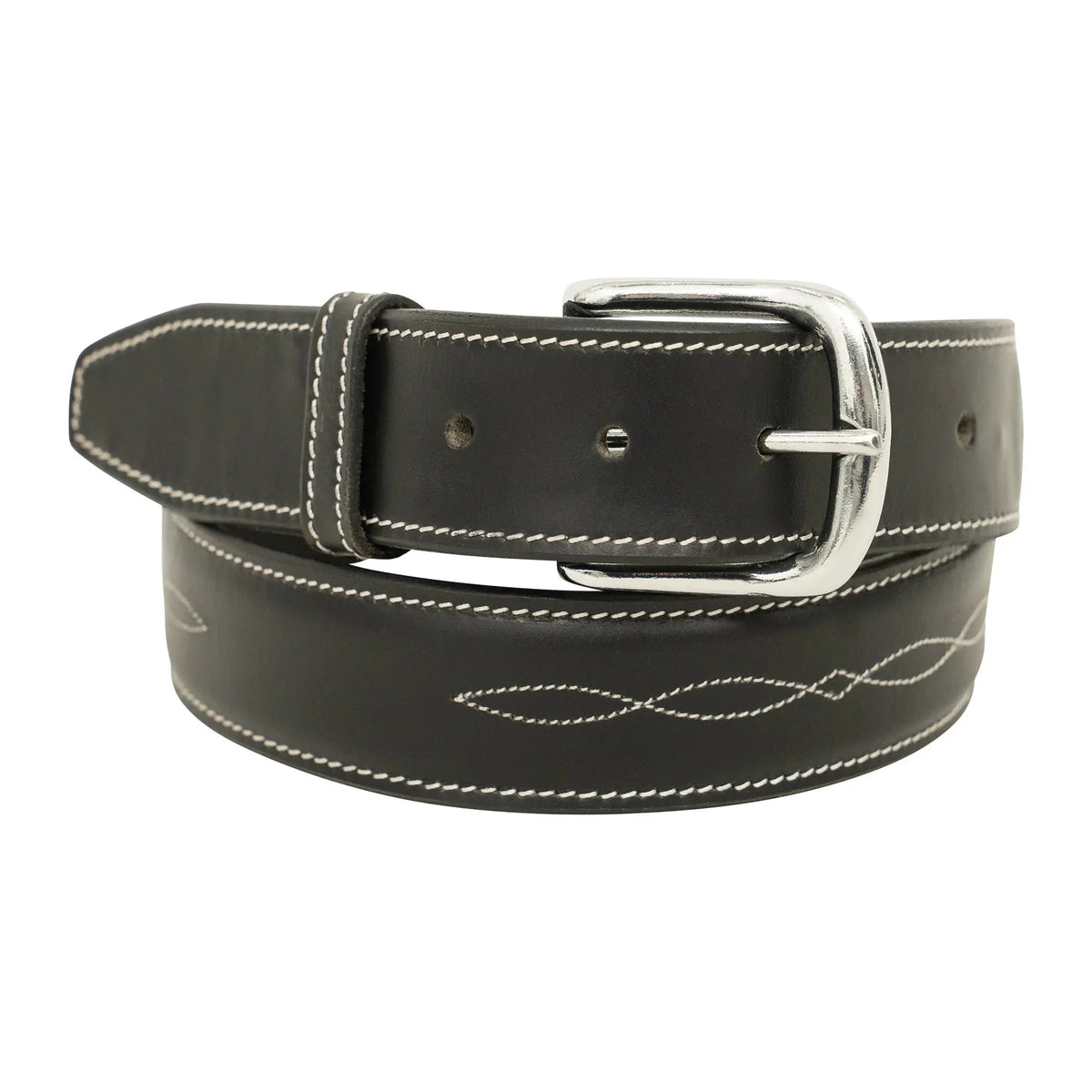 Huntley Fancy Stitched Ladies  1.5" Inch wide belt, Black