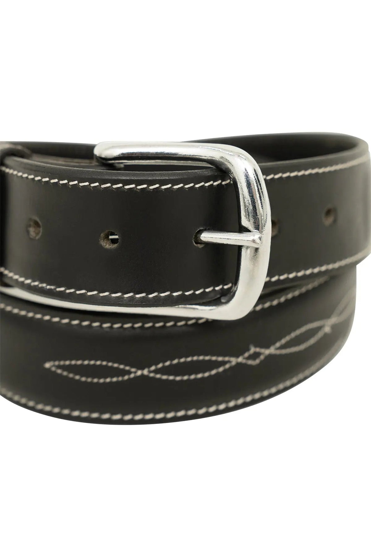 Huntley Fancy Stitched Ladies  1.5" Inch wide belt, Black