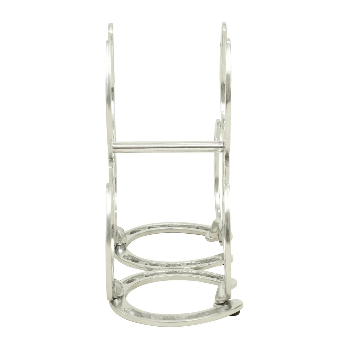 Huntley Horseshoe 3-Bottle Wine Rack, Aluminum Silver Finish
