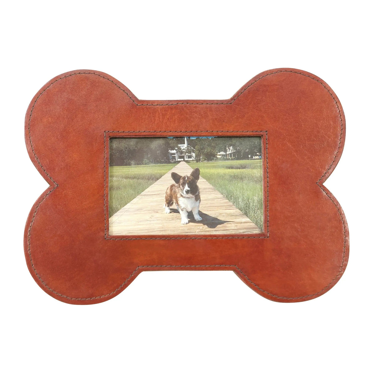 Huntley Pet Leather Bone Shaped Picture Frame, 4x6