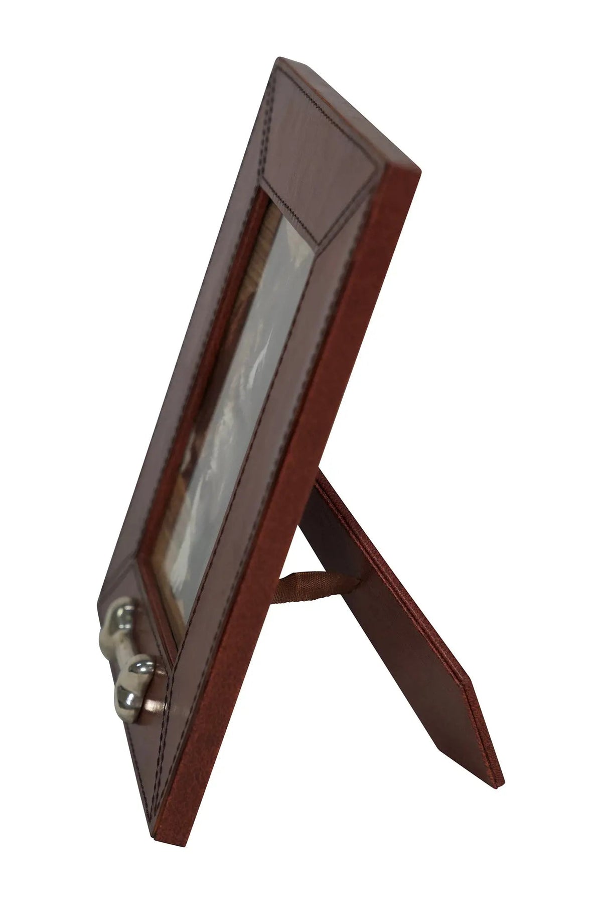 Huntley Pet Leather Picture Frame with Silver Bone Accent