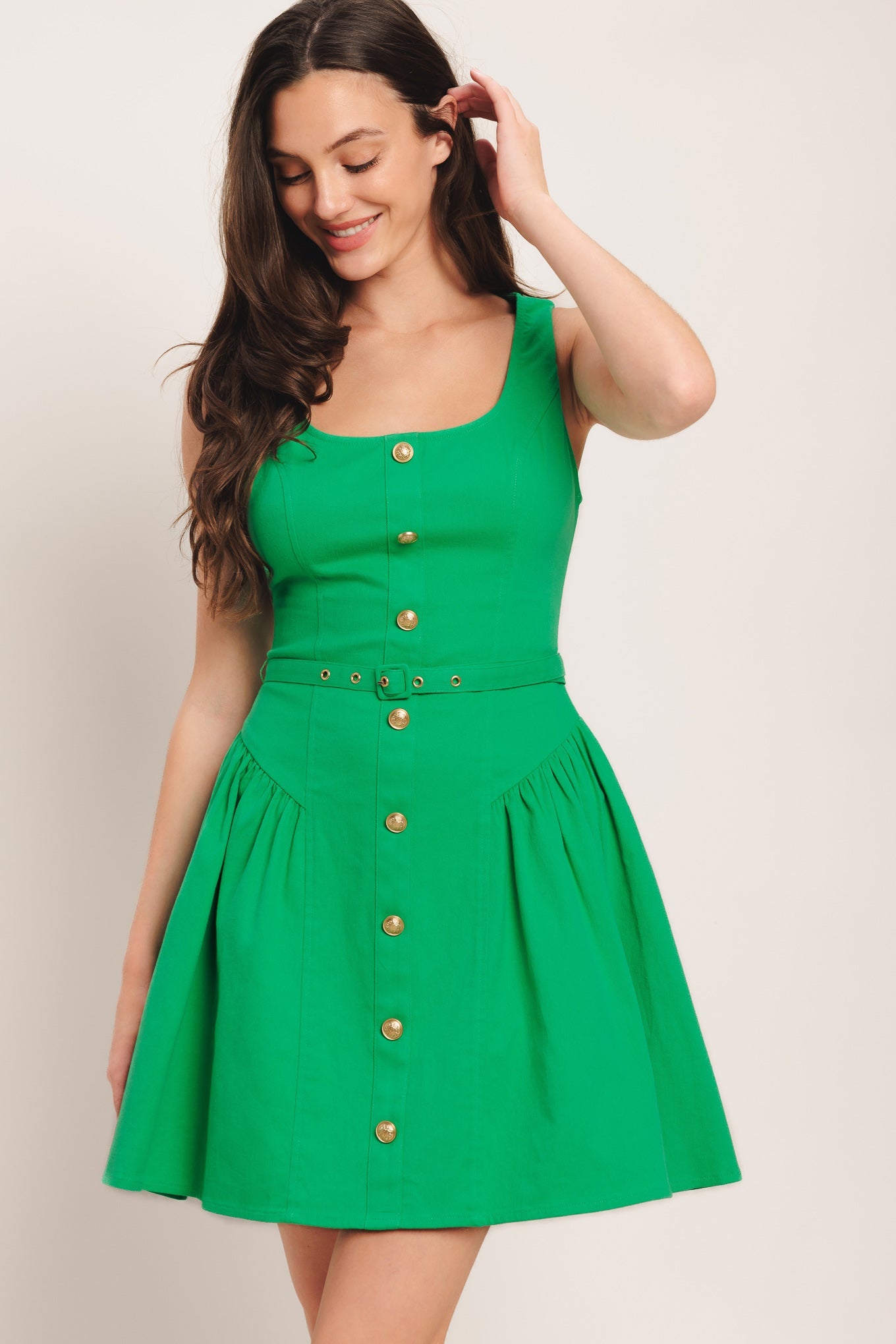 GOLDEN MILK WOVEN MINI DRESS