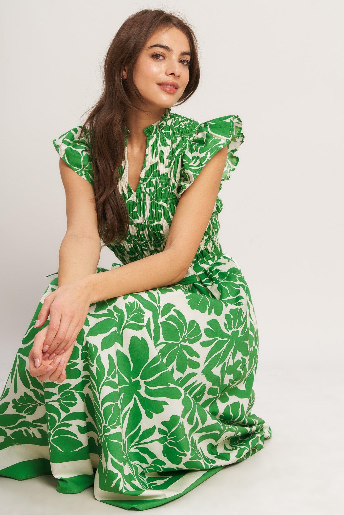 BLOOM ENERGY WOVEN MIDI DRESS