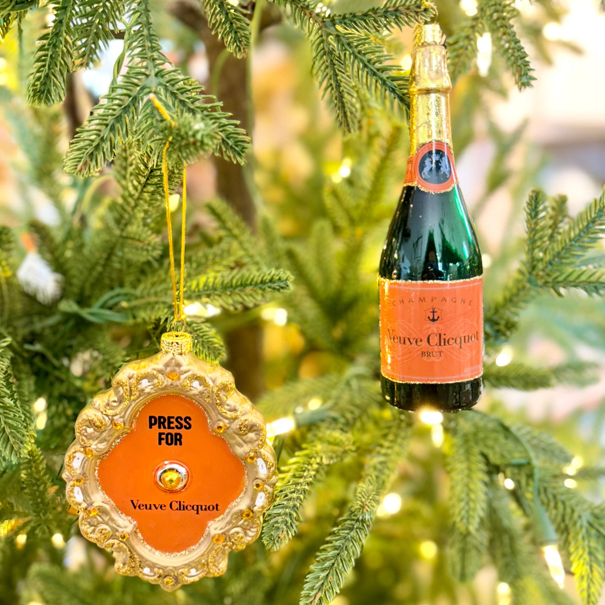 Champagne Button Glass Ornament