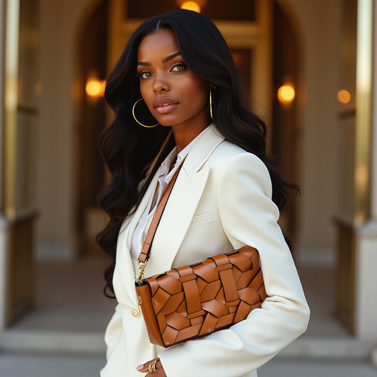 THE ZENOBIA WOVEN CLUTCH BAG