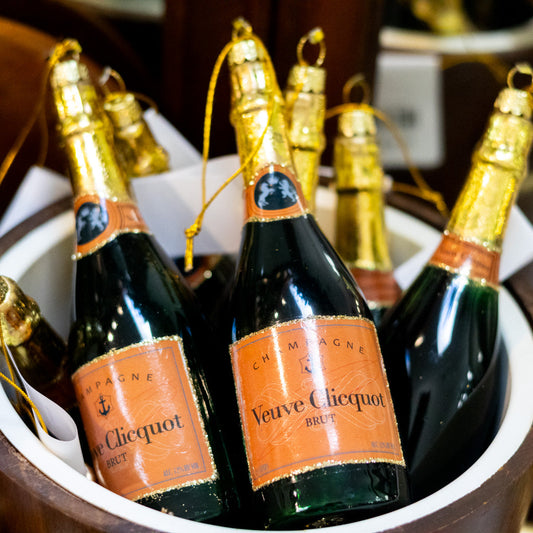 Brut Champagne Glitter Bottle and Glass Ornament