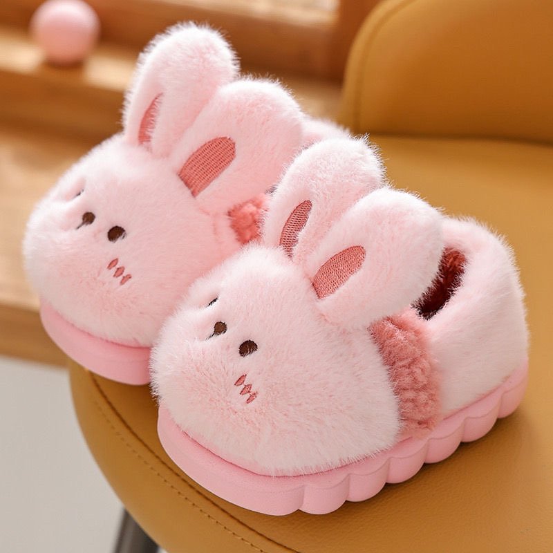 Pre-Order Kids’ Fuzzy Slippers | Bear & Bunny Animal House Shoes