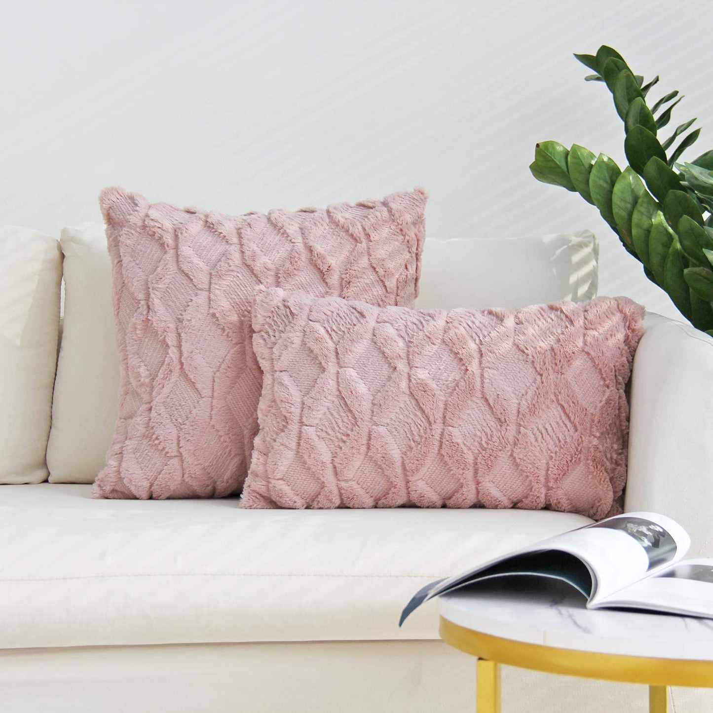 Pack of 2 bundle One 18"x18" with a matching color of one 12"x20" Square and rectangle combo set throw pillow covers with inserts