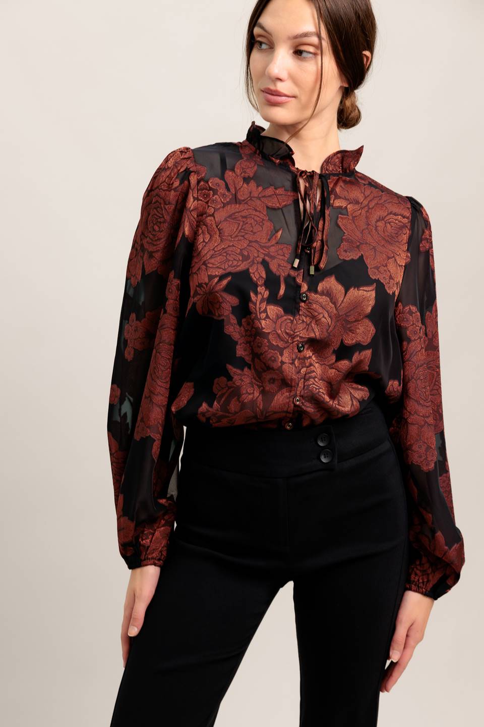 JUST DARK ENOUGH TO FEEL SPECIAL WOVEN TOP