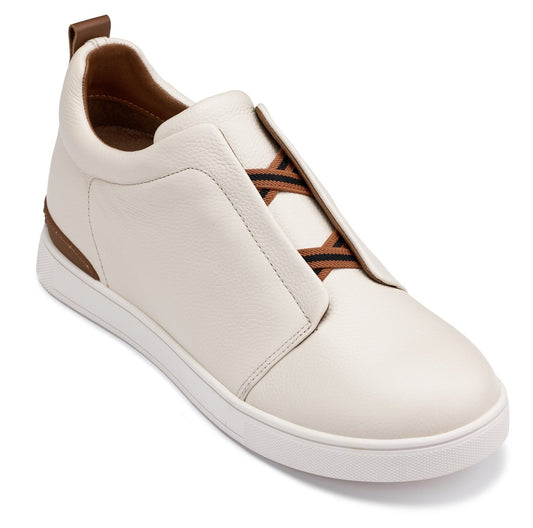 CALTO - J1933  - 2.6 Inches Taller (Off-White) - Slip-On  Snoafers