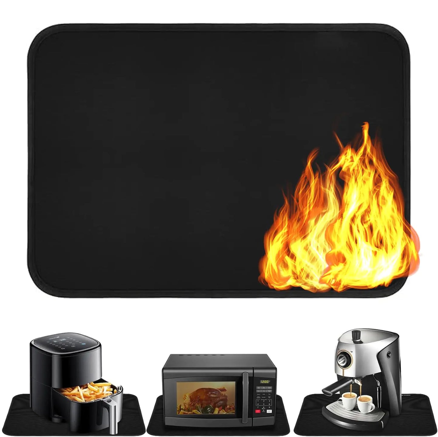 Silicone Mat Heat Resistant for Air Fryer Fireproof Non-Slip Waterproof for Kitchen Countertop