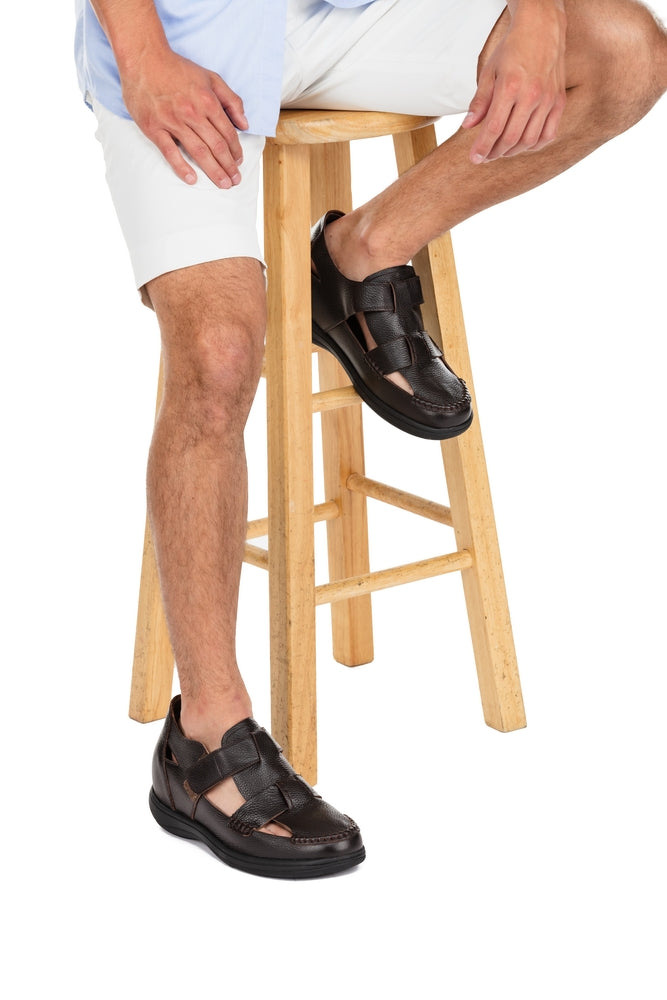 CALTO - K2662 - 3.2 Inches Taller (Dark Brown) - Casual Fisherman Sandal