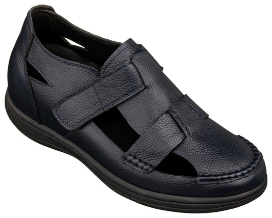 CALTO - K2663 - 3.2 Inches Taller (Navy Blue) - Casual Fisherman Sandal
