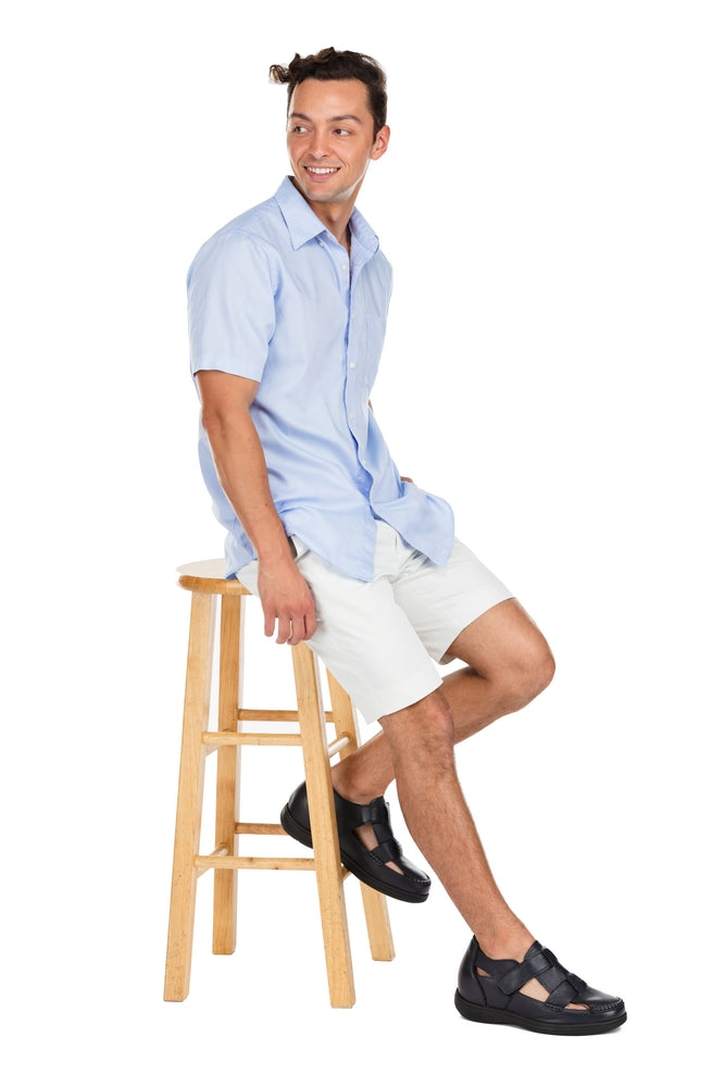 CALTO - K2663 - 3.2 Inches Taller (Navy Blue) - Casual Fisherman Sandal