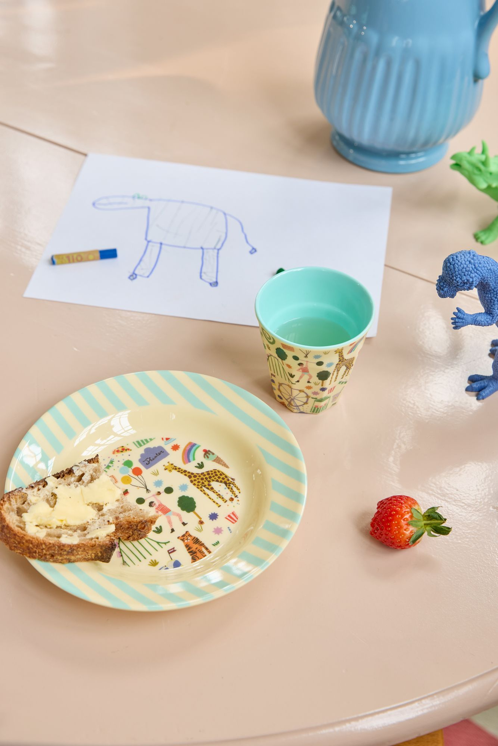 Melamine Kids Bowl | Fun Fair Mint Print -