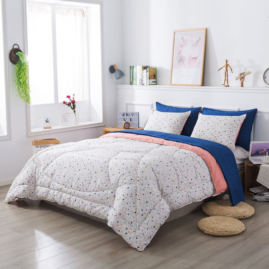Reversible 5 and 7 Piece Ultra Soft Cozy Bed Comforter Sets, Room Decor