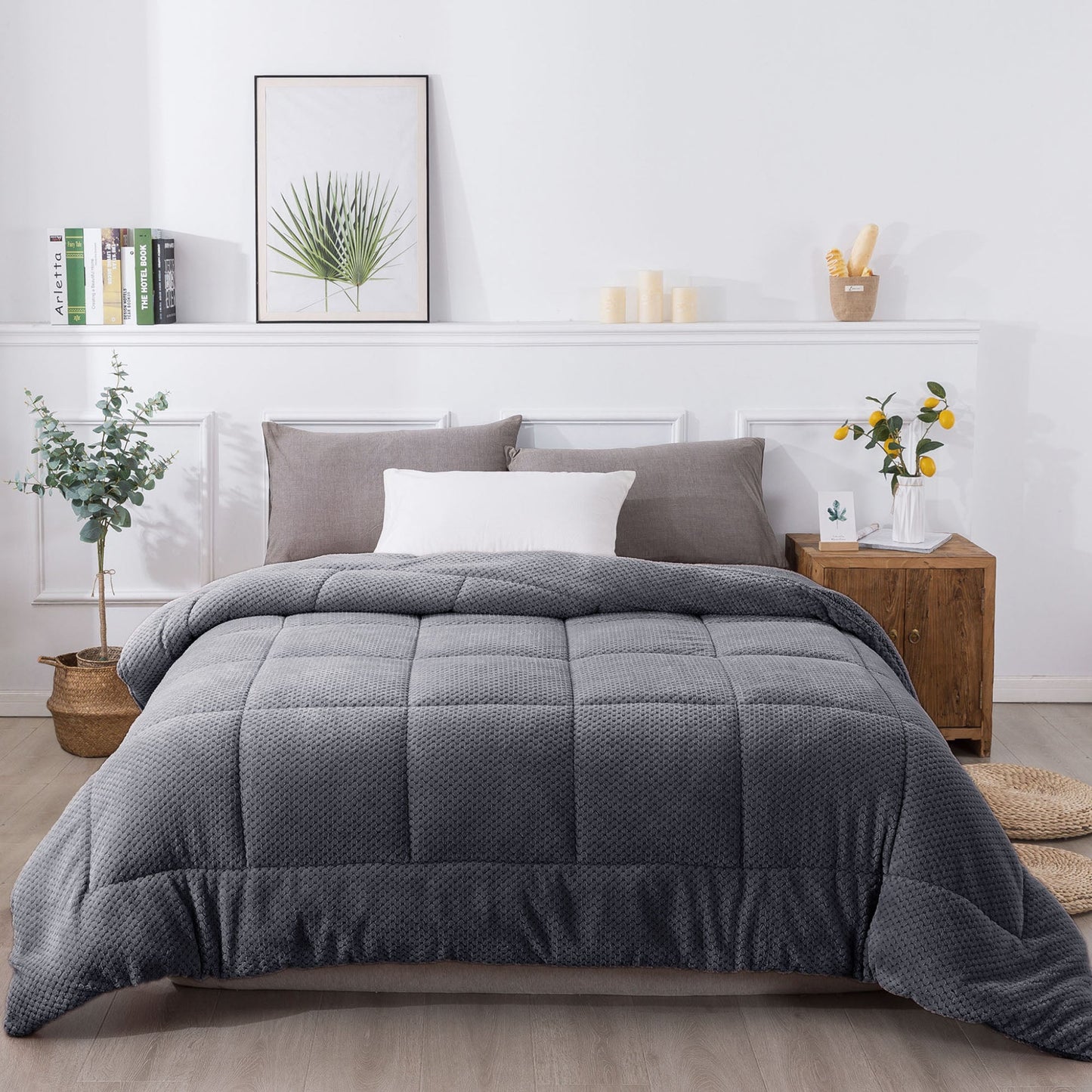 Ultra Soft All Season Reversible Plush Sherpa Lined Comforter, Twin, Queen, King