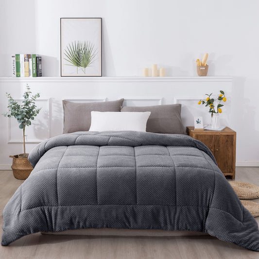 Ultra Soft All Season Reversible Plush Sherpa Lined Comforter, Twin, Queen, King