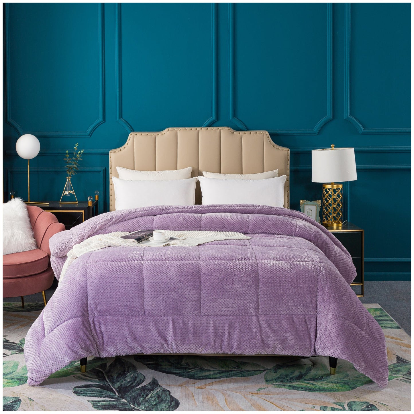 Ultra Soft All Season Reversible Plush Sherpa Lined Comforter, Twin, Queen, King