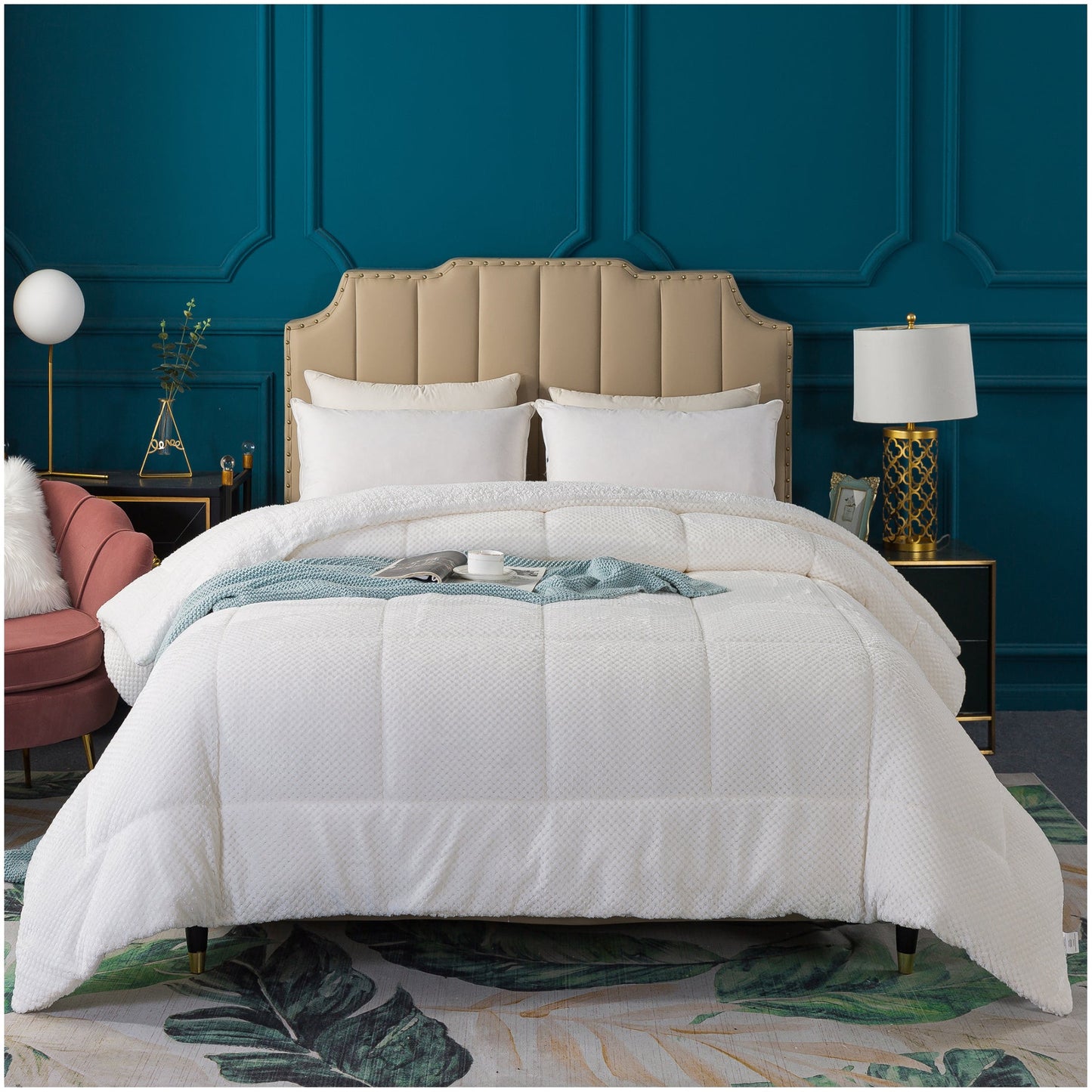Ultra Soft All Season Reversible Plush Sherpa Lined Comforter, Twin, Queen, King