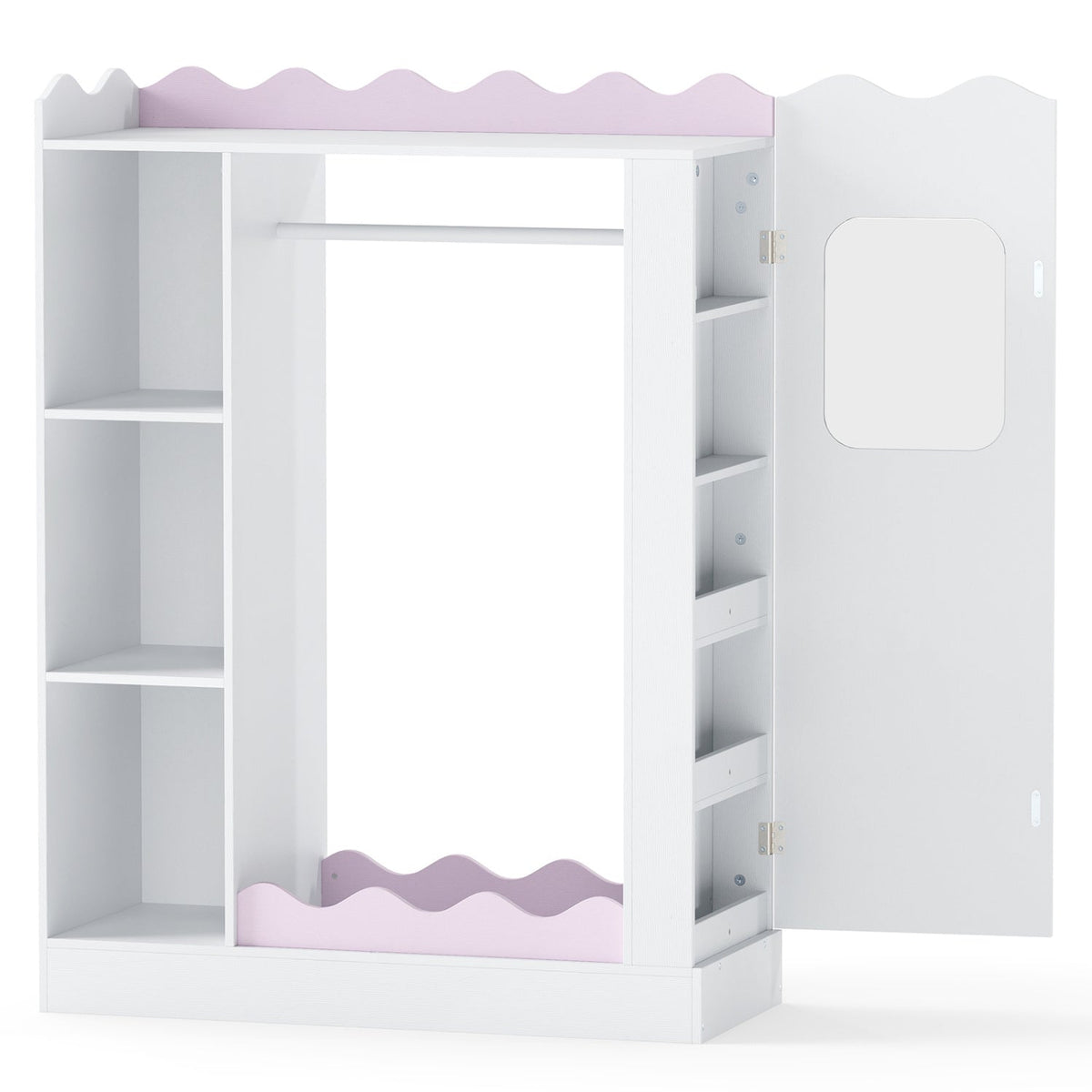 Kids Dress Up Storage with Mirror and Hanging Rack - Pink