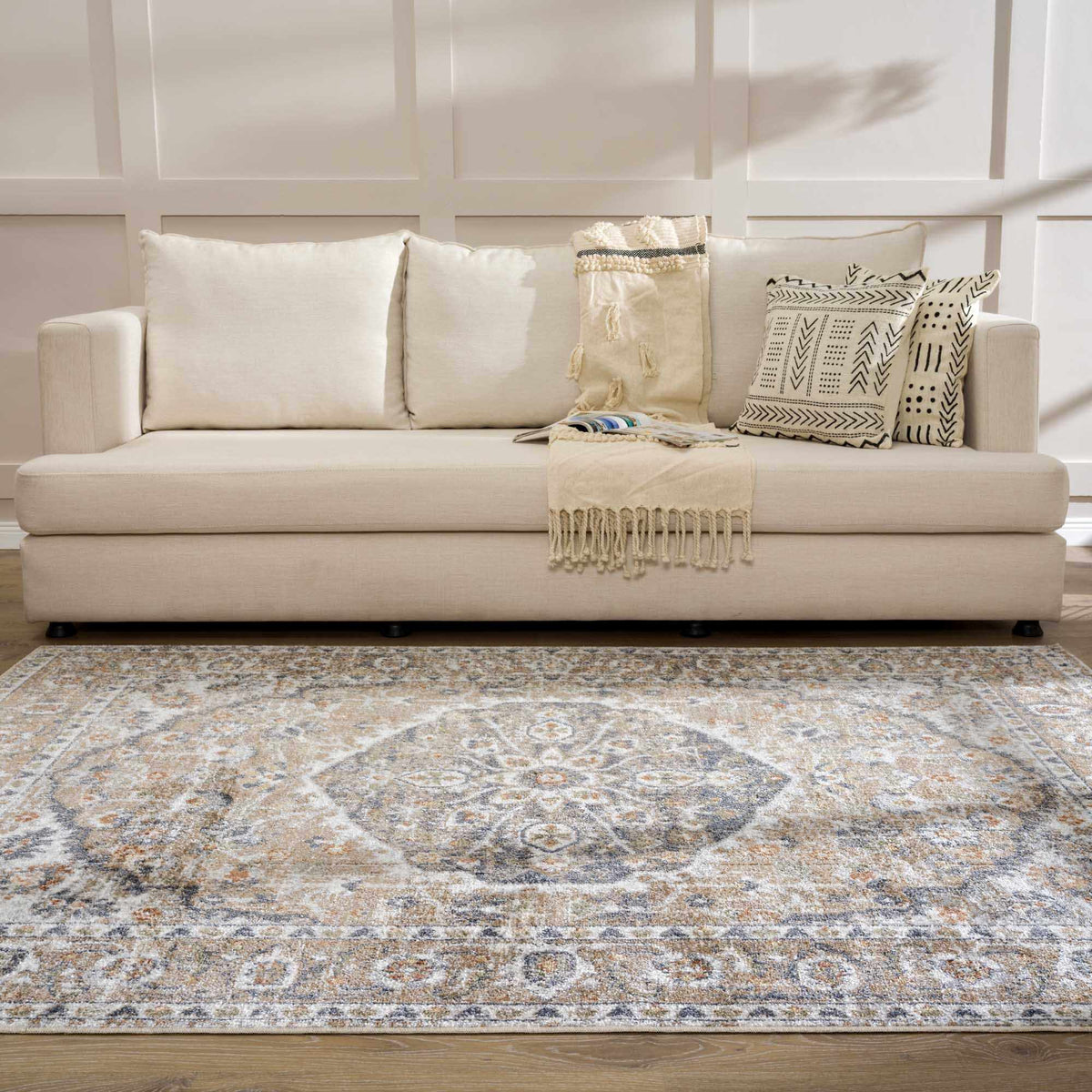 Beige Hiti Washable area rug