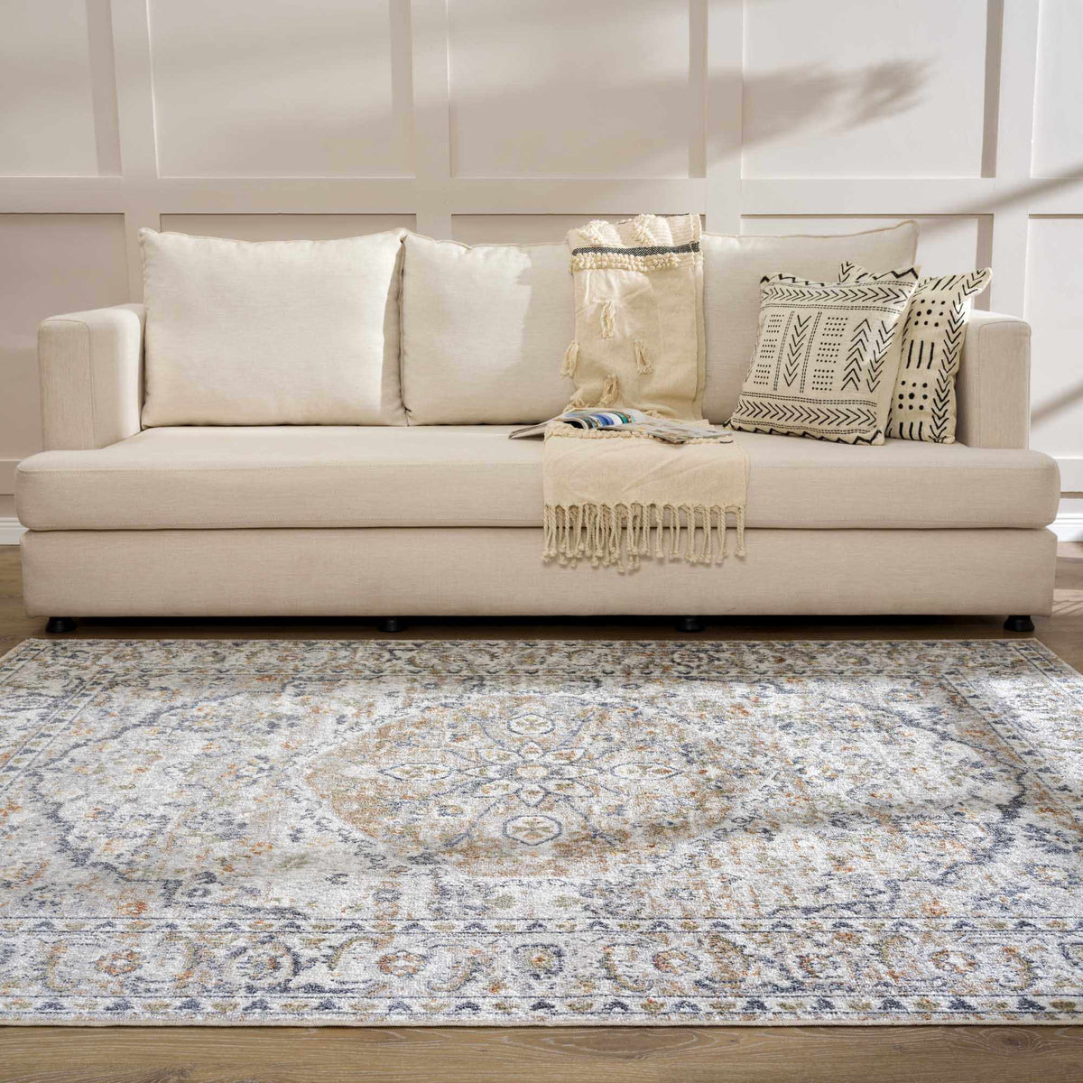 Cream Hiti Washable area rug