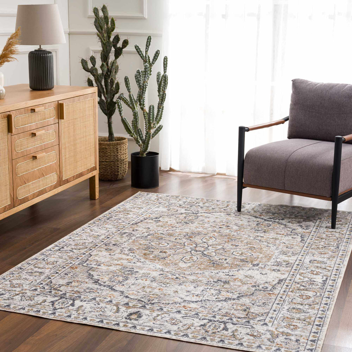 Cream Hiti Washable area rug