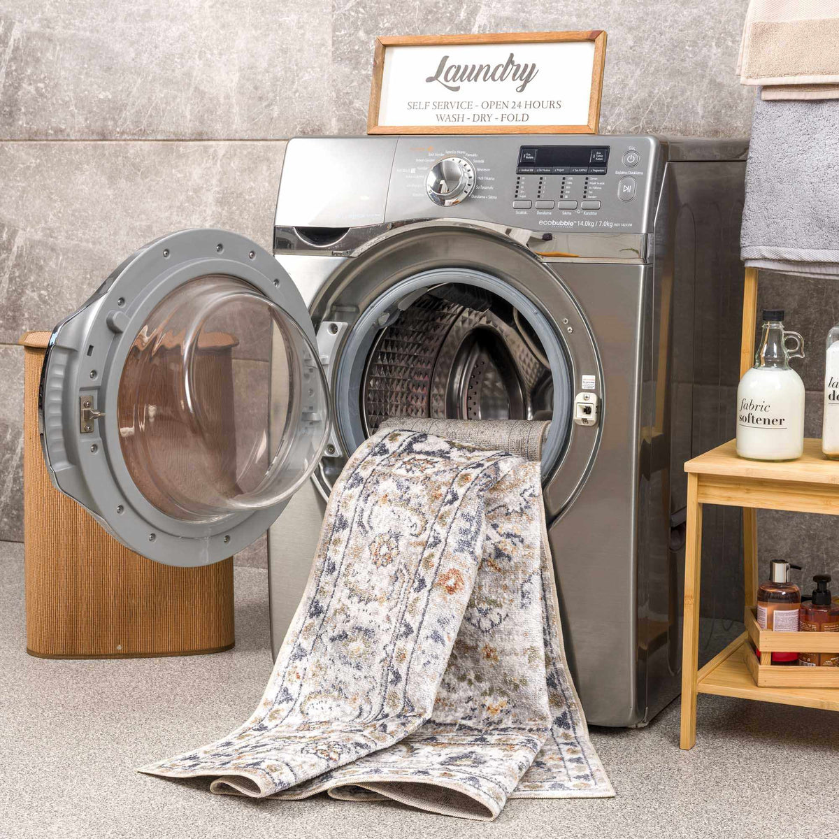 Cream Hiti Washable area rug