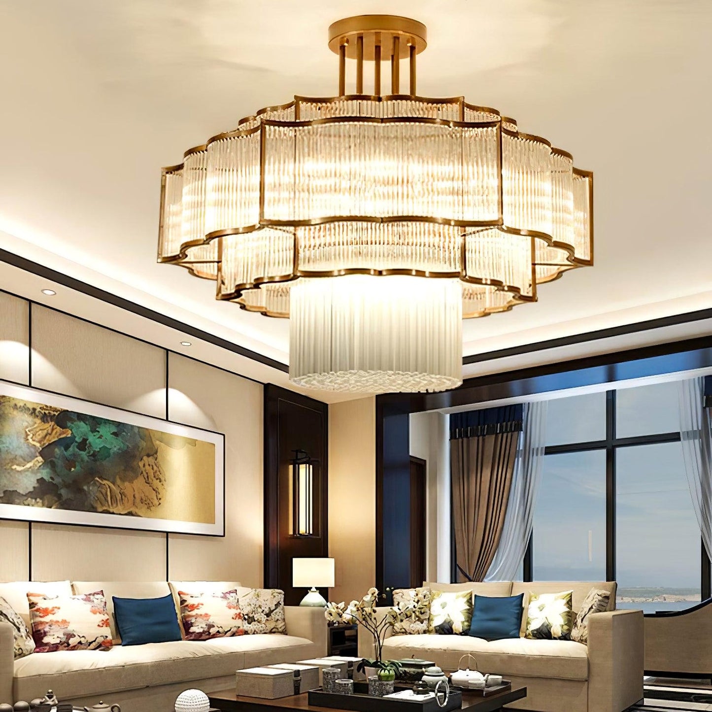 Layered Crystal Ceiling Light