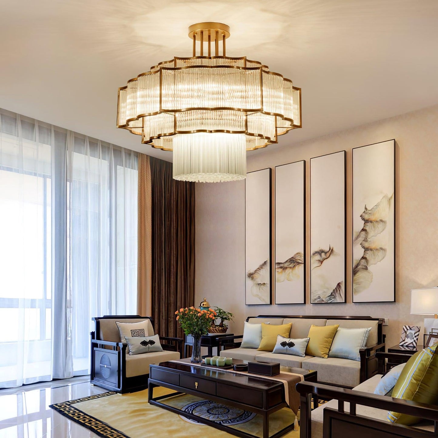 Layered Crystal Ceiling Light