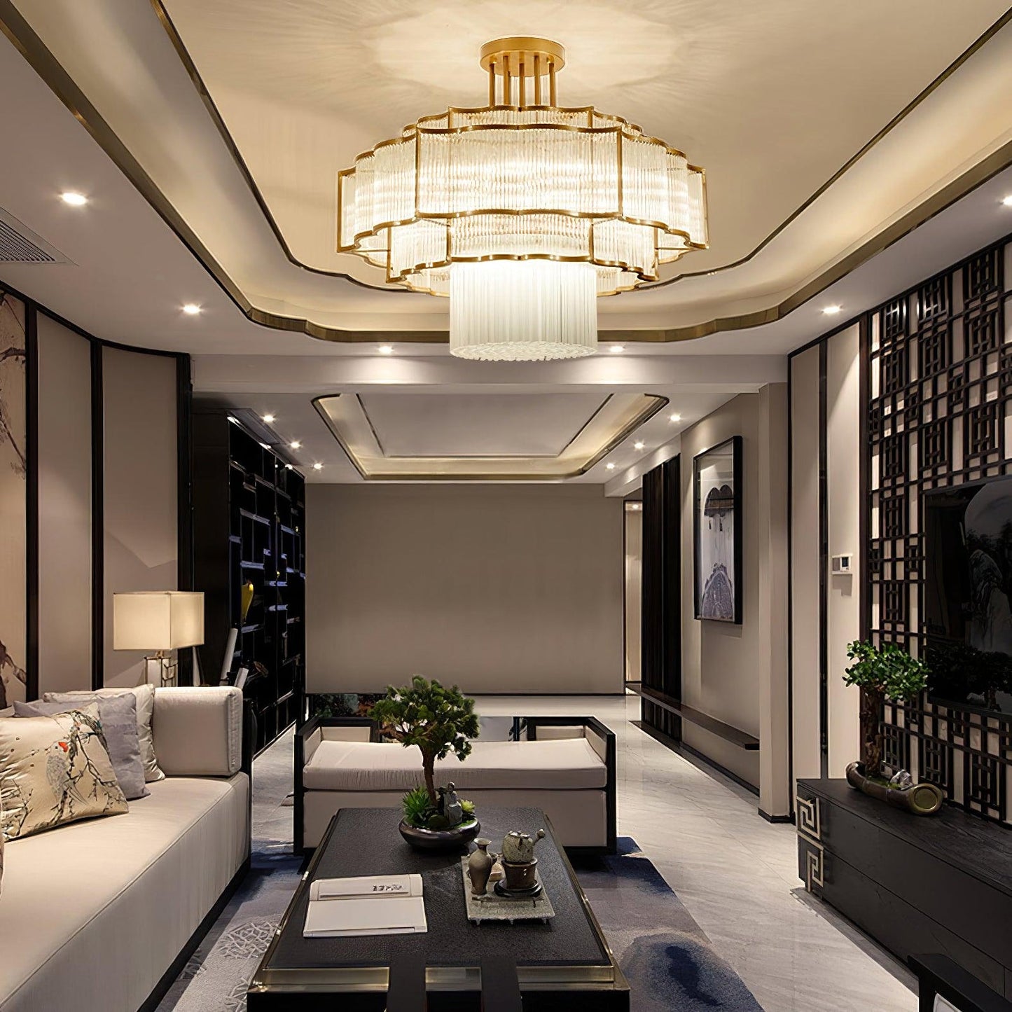 Layered Crystal Ceiling Light