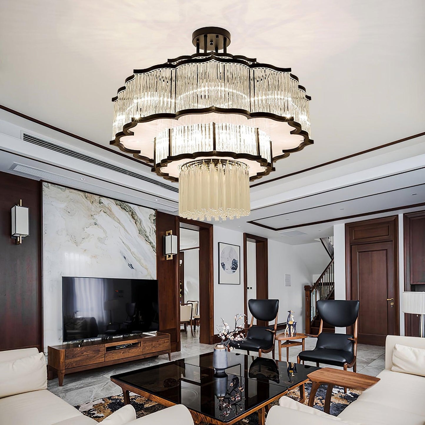 Layered Crystal Ceiling Light