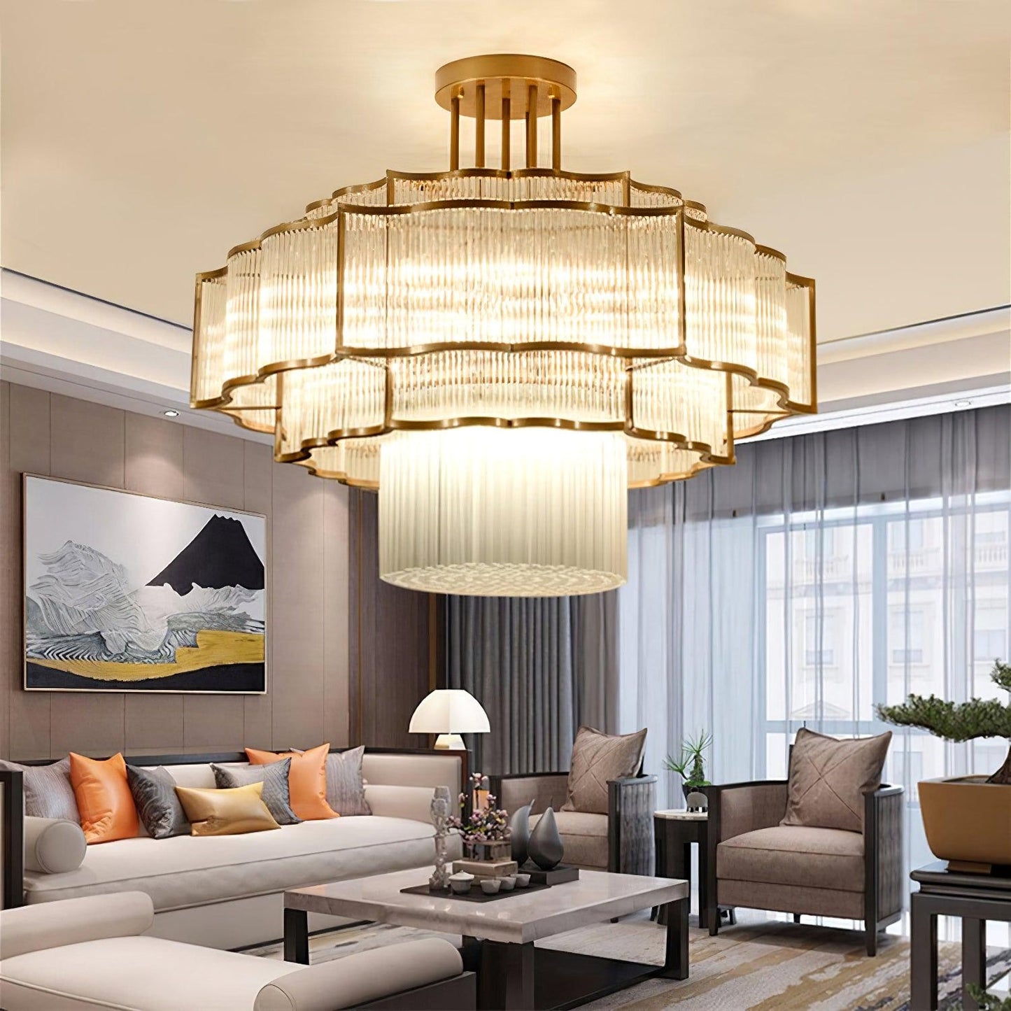 Layered Crystal Ceiling Light