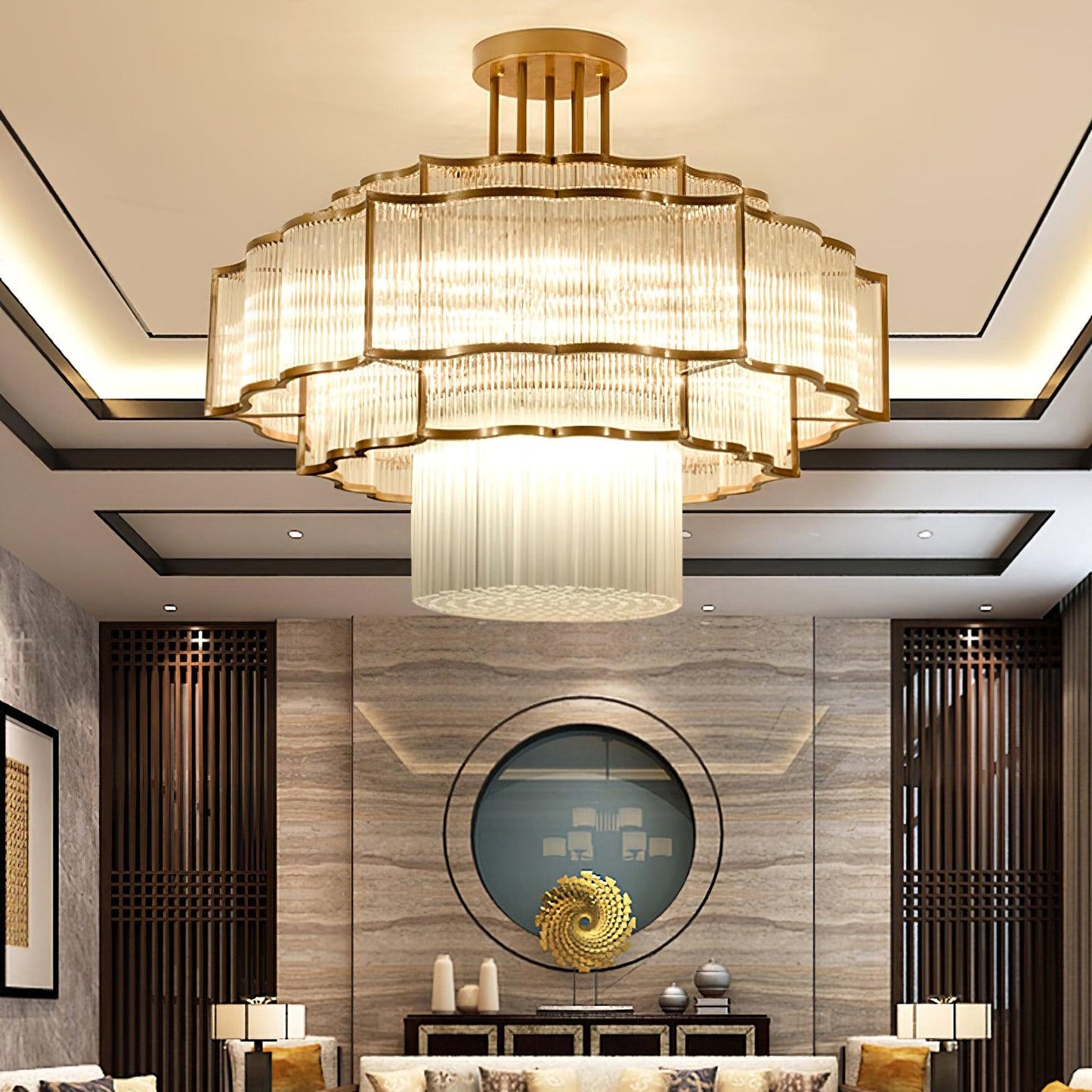 Layered Crystal Ceiling Light