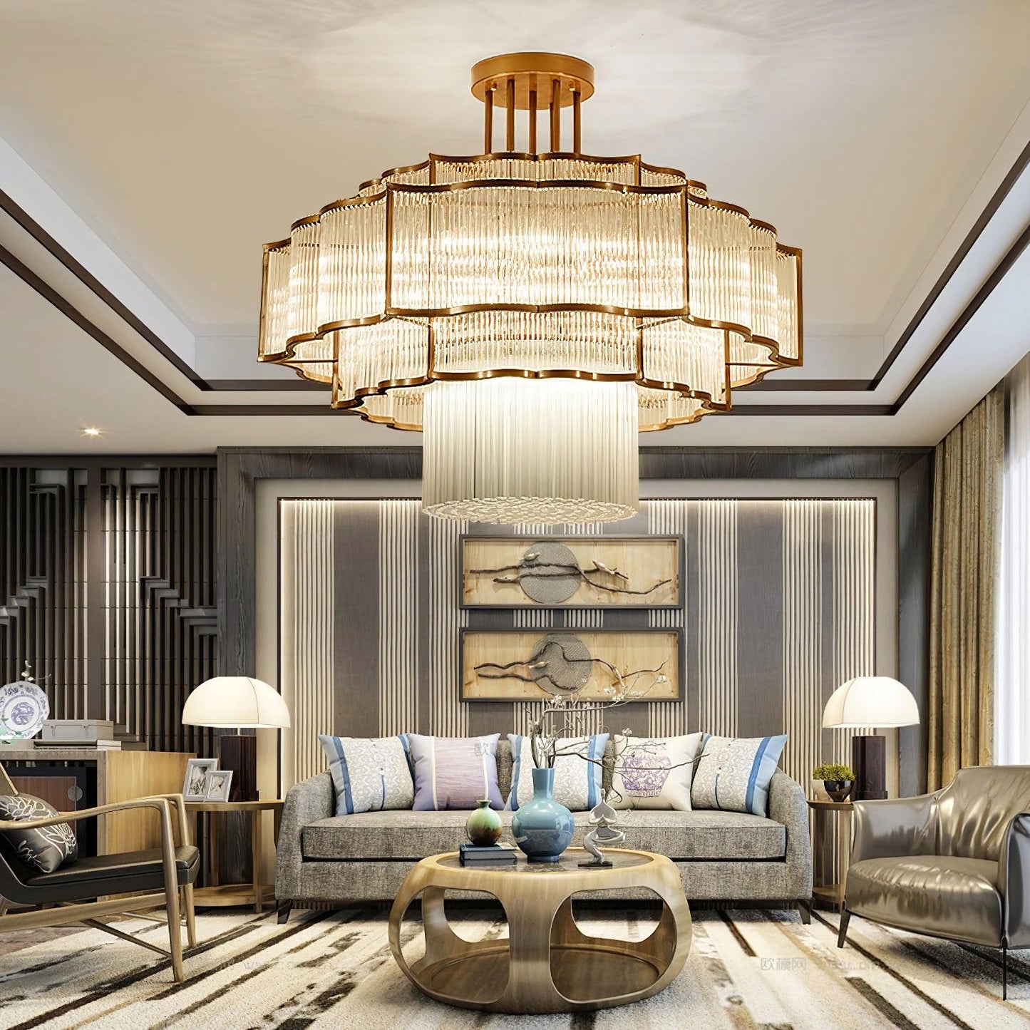 Layered Crystal Ceiling Light