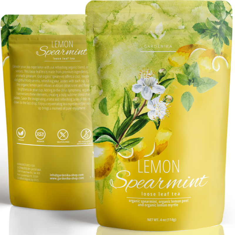 Lemon Spearmint Tea, Refreshing Herbal Blend - Organic & Kosher