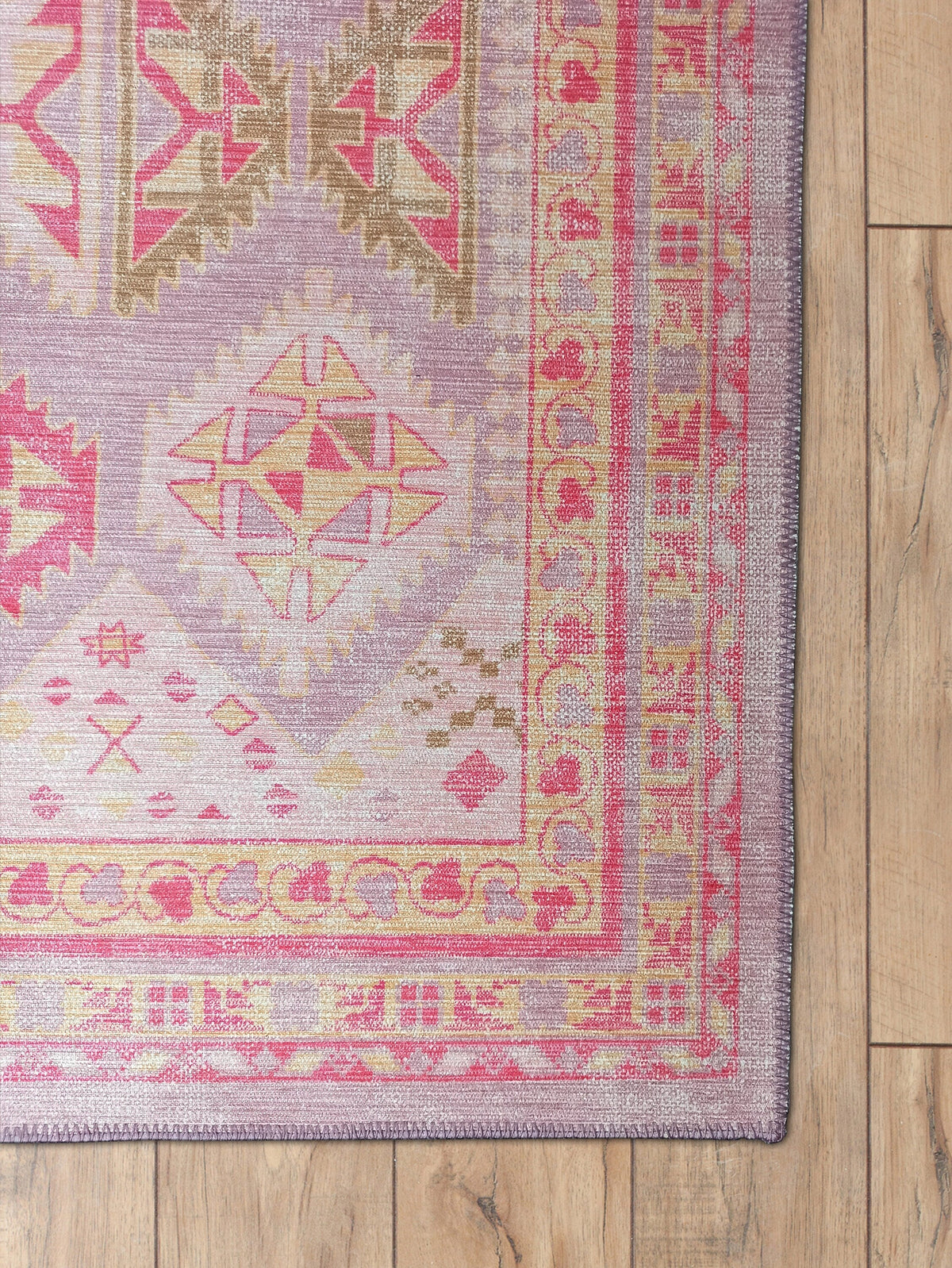 Lilac Purple Pink Herki Vintage Rug