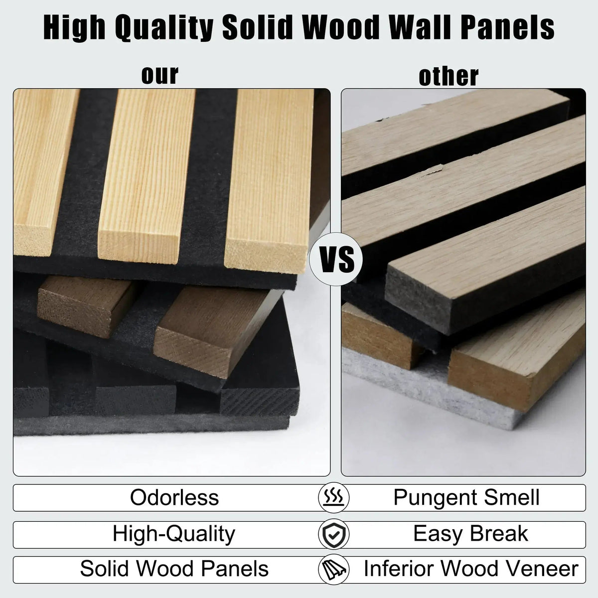 Luxury Black Acoustic Solid Wood Wall Panels ( 2 Panels Per Box）