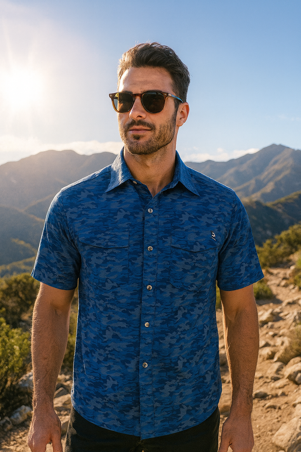 Men's Dot Camo UV Vented Solar Outdoor Shirt