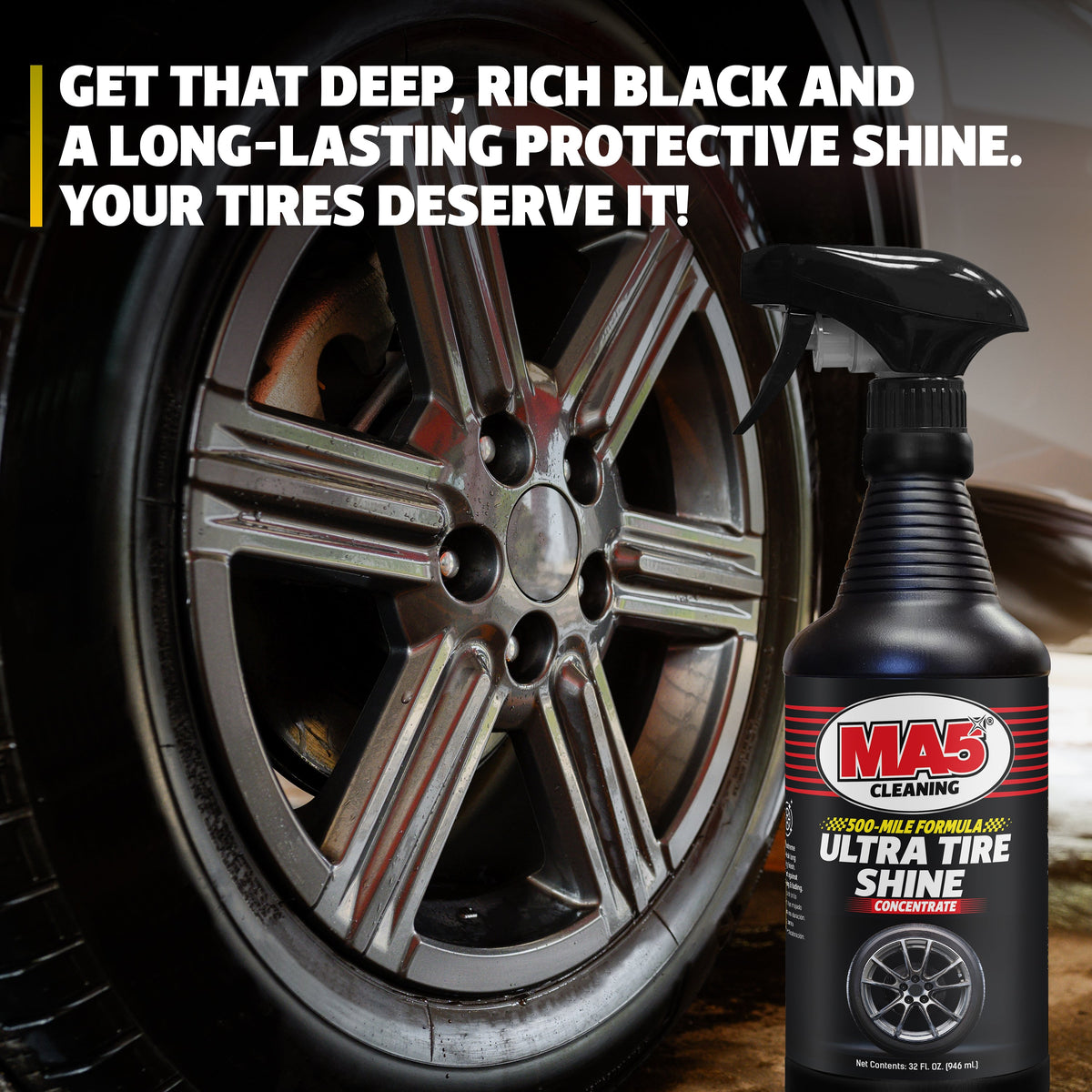 MA5X Ultra Tire Shine: Non-Sling Wet Look Dressing