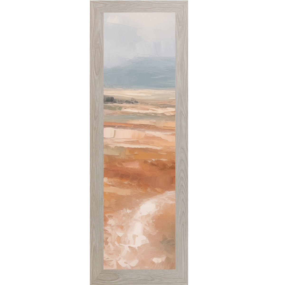 Terracotta Abstract Landscape Wall Art – Soft Peach Field Narrow Portrait Scenic Decor (SB934)