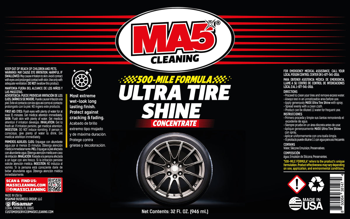 MA5X Ultra Tire Shine: Non-Sling Wet Look Dressing