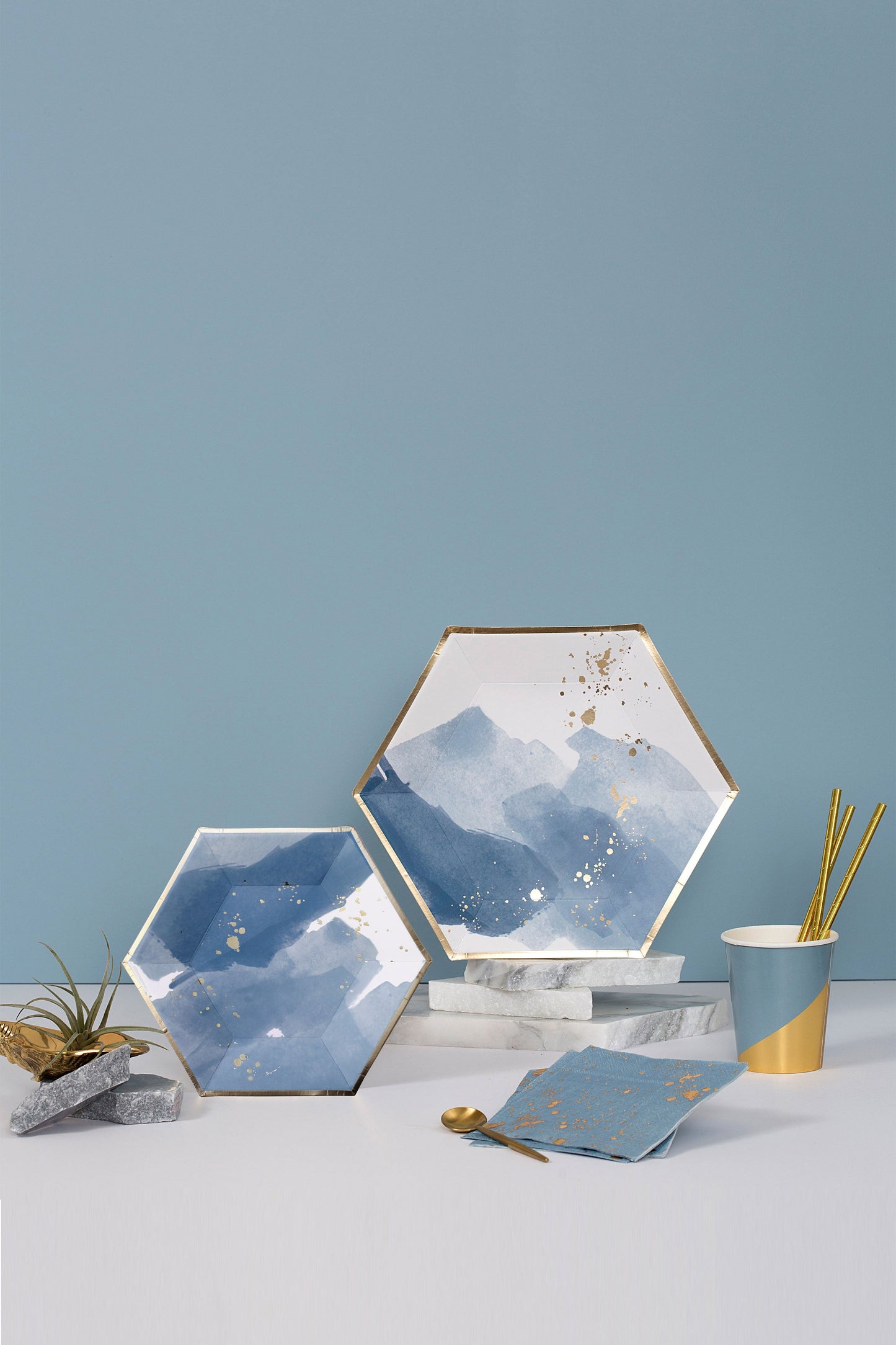 Malibu - Blue Watercolor Small Paper Plates